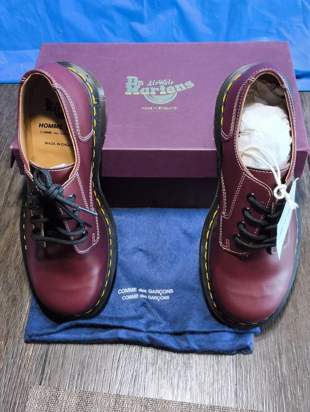 COMME des GARCONS HOMME DEUX x Dr. Martens Cherry Red Derby Shoes Mens 10 Wom 11